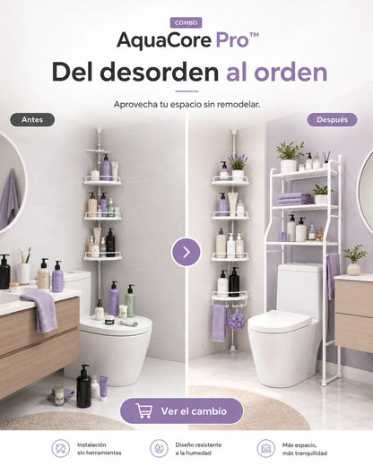 Combo organizador de baño y ducha AquaCore