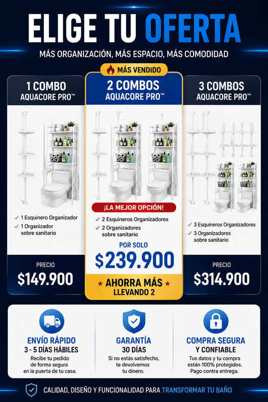 Combo organizador de baño y ducha AquaCore